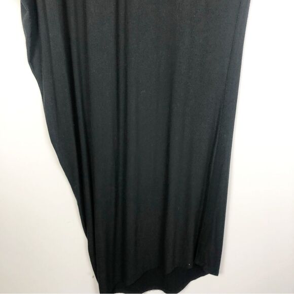 ATHLETA | Asymmetrical Drapey Black Short Sleeve Midi T-Shirt Dress Women’s S - Picture 4 of 8